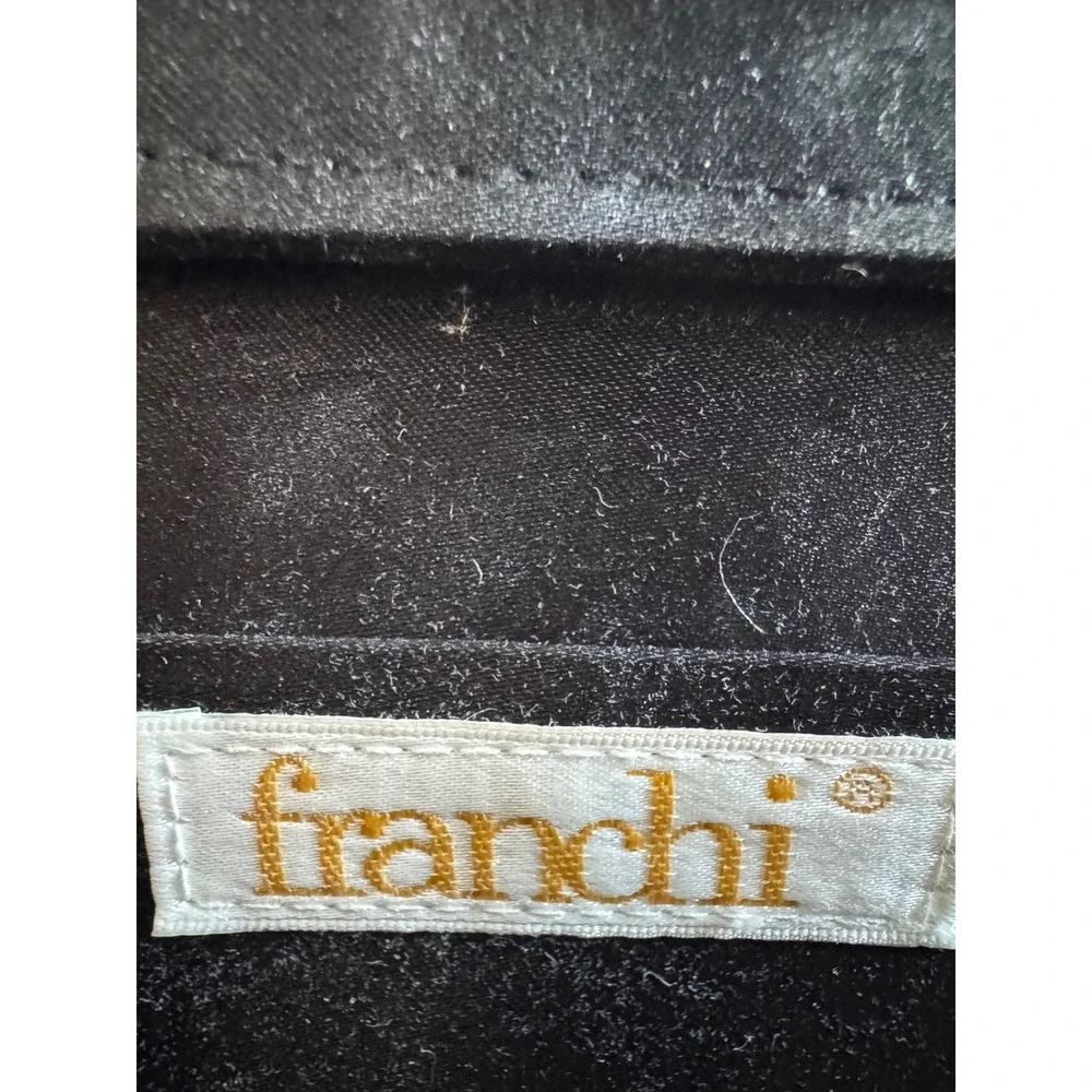 Vintage Franchi Womens Sm Evening Bag Black Satin Pleated Rhinestone Kiss Lock